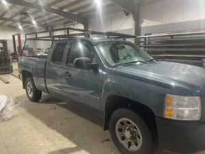 welded ladder rack on a truck