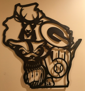 custom welded metal wisconsin sports decor